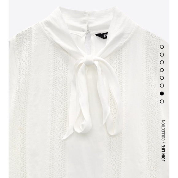 ROMANTIC BLOUSE WITH TIE OYSTER WHITE SIZE XXL - Picture 9 of 9